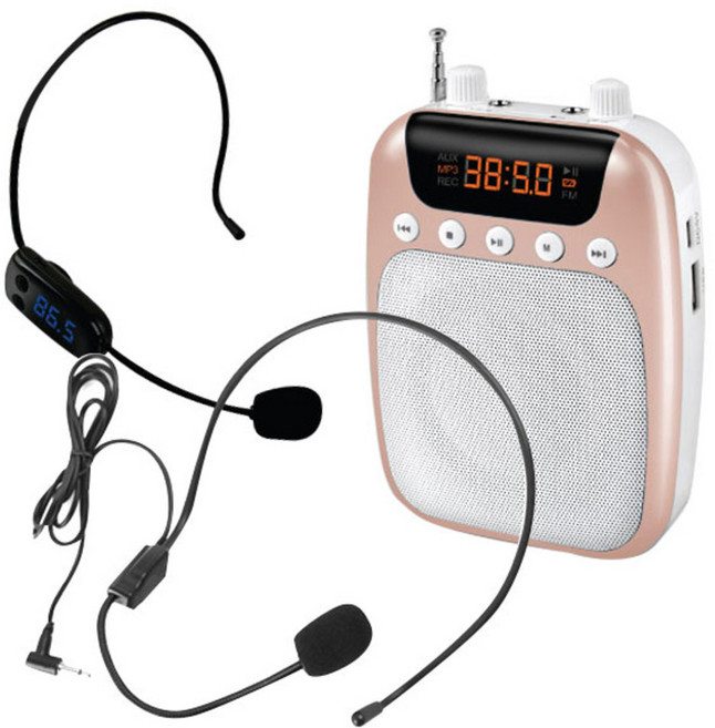 컴스 FM 휴대용 유무선 마이크 앰프 WW327 + 무선 마이크 + 유선 마이크, 1개, 본상품선택