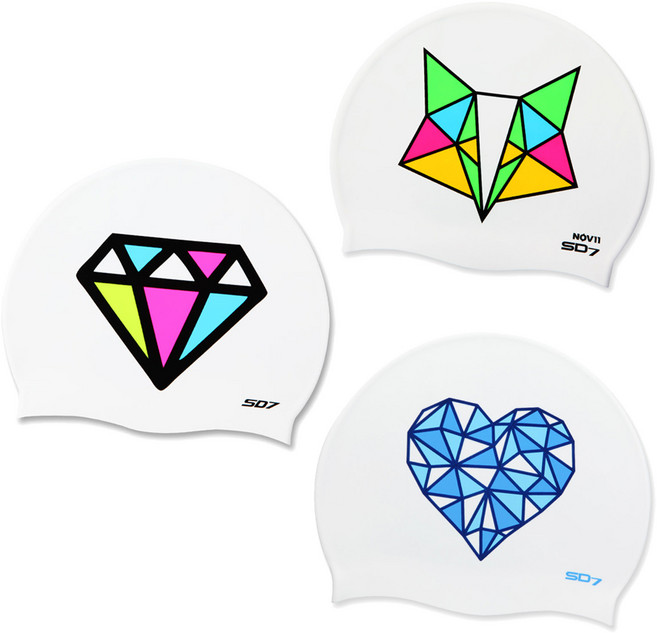 SD7 캐릭터 수영모 3p 세트, 1세트, 다이아 CA043 + 크리스탈 하트 CA241 +  크리스탈 여우 CA235