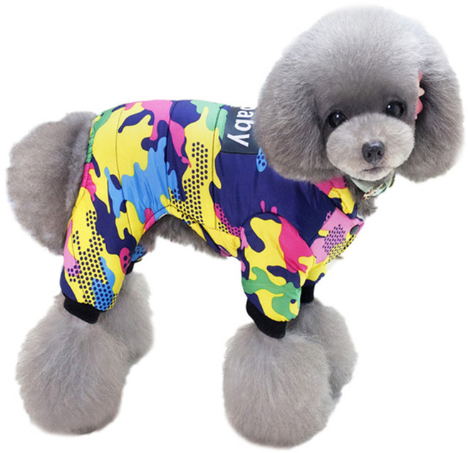 펫츠랜드 반려동물 카모플라쥬 패딩 올인원, 핑크, 1개