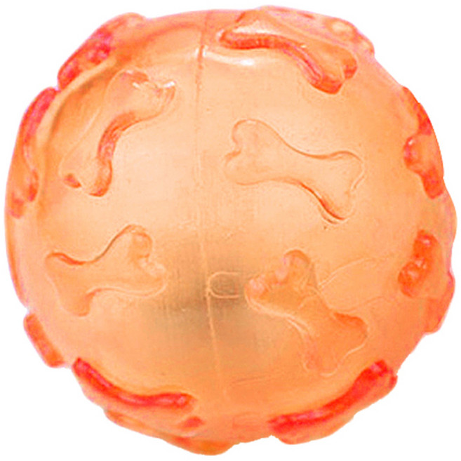 바이셀 강아지 LED 장난감 뼈다귀 공 6.5cm, 오렌지, 1개