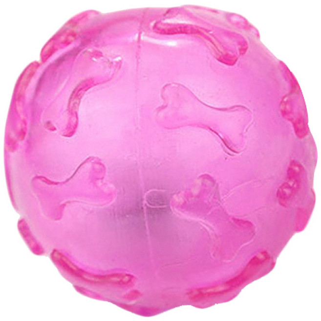 바이셀 강아지 LED 장난감 뼈다귀 공 6.5cm, 핑크, 1개