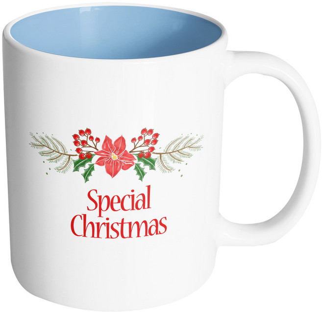 핸드팩토리 레드리스 스페셜크리스마스 머그컵, 내부 파스텔 블루, 1개