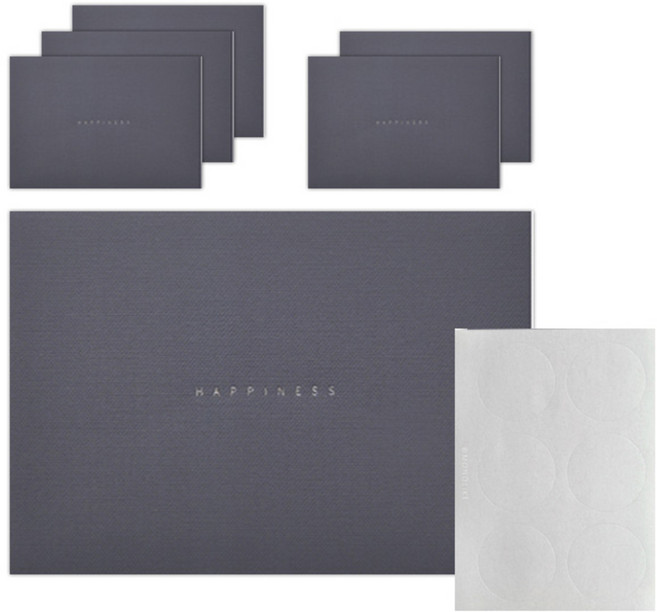 모노라이크 해피니스 파스텔 컬러 봉투 6p + 스티커 6p, 08네이비, 1개