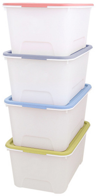 가쯔 멀티 블럭 리빙박스 56L, 그린 + 블루 + 그레이 + 레드, 4개