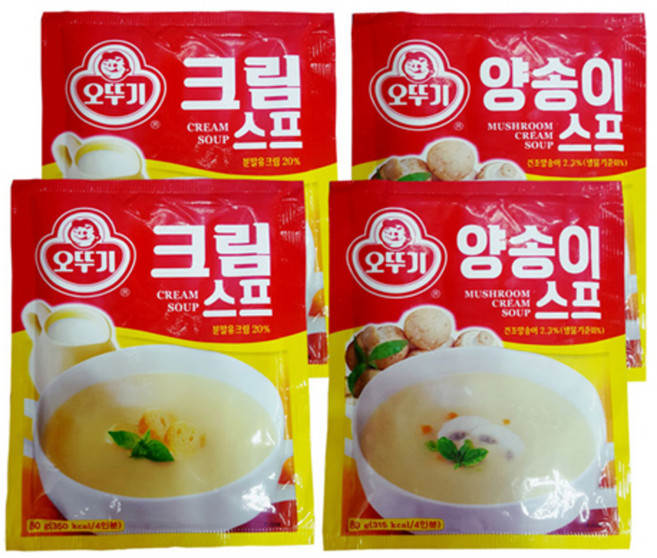 오뚜기 크림 스프 80g x 2p + 양송이 스프 80g x 2p, 1세트