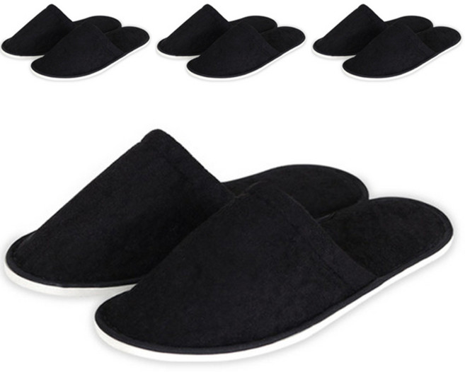 실내슬리퍼 타올천 D, 검정, 4개
