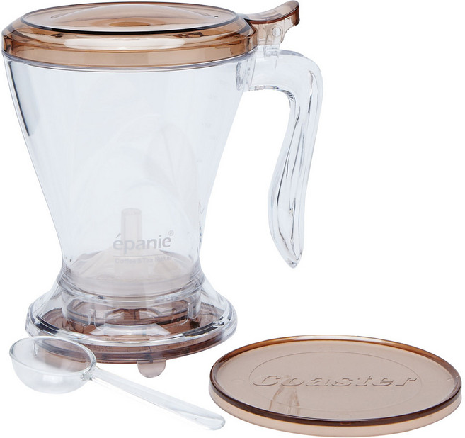 핸디브로우 에빠니 스마트 여과기, 480ml, 1개, 브라운, 여과기 1p(이중필터 포함) + 계량스푼 1p + 받침 1p