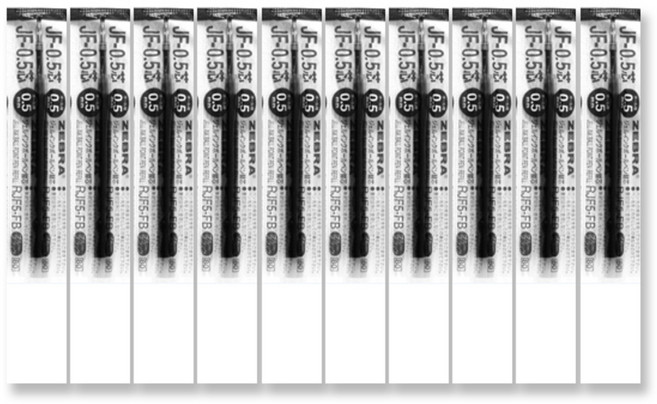 제브라 젤잉크 JF 리필심 0.5mm, 흑색, 10개