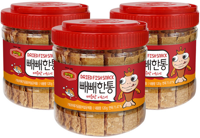 머거본 빼빼한통 매운맛 어포스낵, 120g, 3개