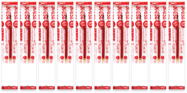 제브라 JK-0.5 리필심 0.5mm, 적색, 10개