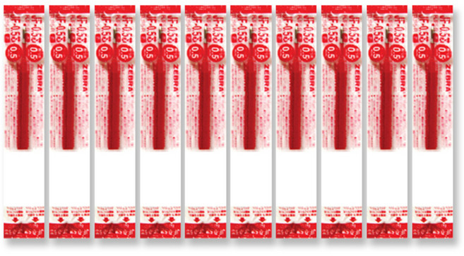 제브라 젤잉크 JF 리필심 0.5mm, 적색, 10개