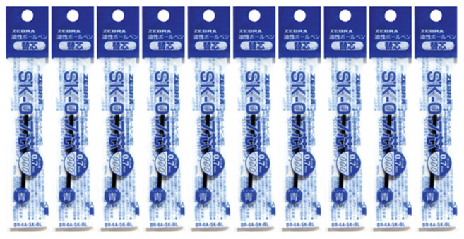 제브라 유성잉크 SK 리필심 0.7mm, 청색, 10개