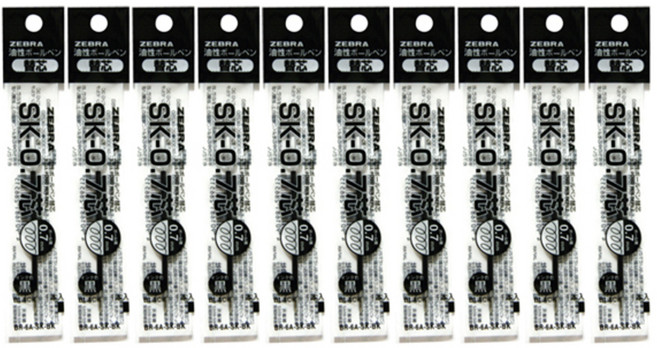 제브라 유성잉크 SK 리필심 0.7mm, 흑색, 10개