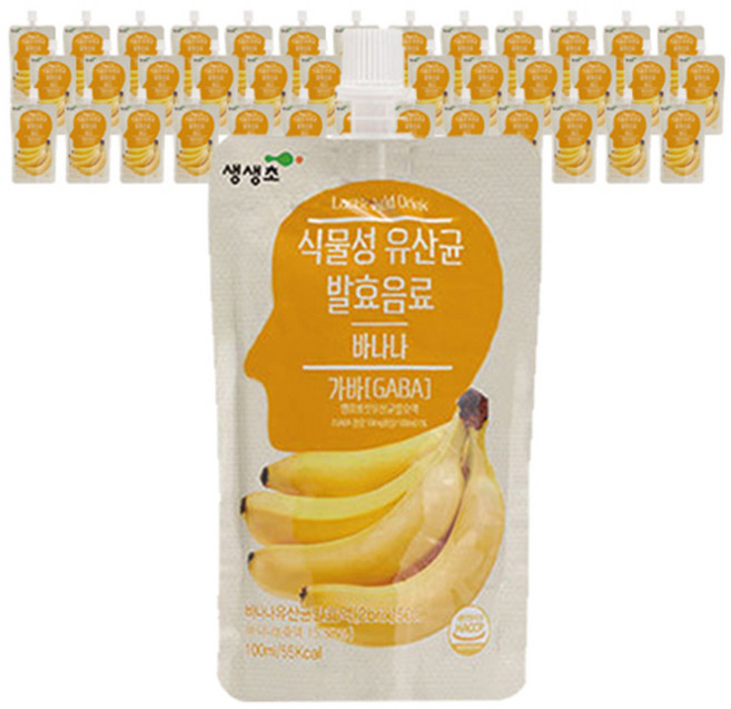 생생초 식물성 유산균 발효음료 바나나주스, 100ml, 40개