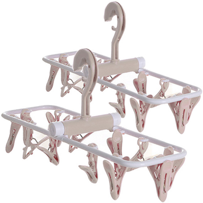 마켓감성 집게 접이식 양말 걸이, 베이지, 2개