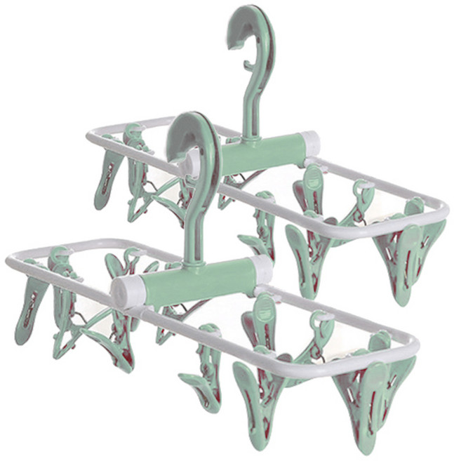 마켓감성 집게 접이식 양말 걸이, 연그린, 1개