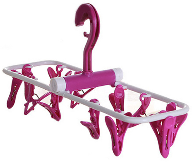 마켓감성 집게 접이식 양말 걸이, 핑크, 1개