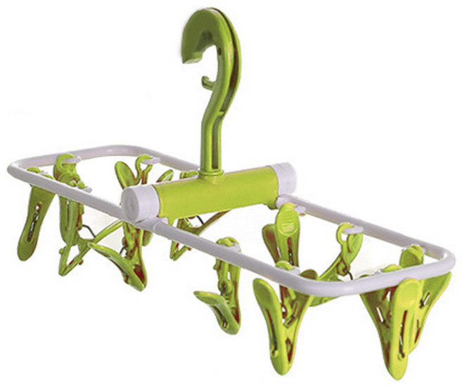 마켓감성 집게 접이식 양말 걸이, 그린, 1개