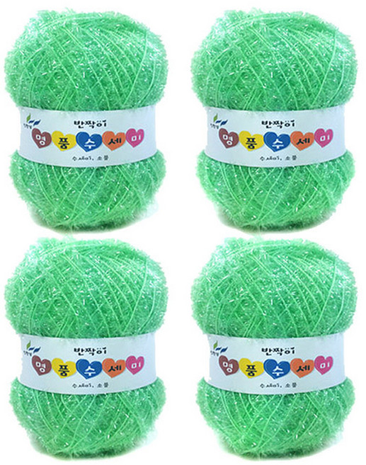행복뜨기 반짝이 명품 수세미실, 38터키민트, 4개