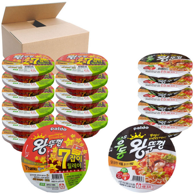 팔도 왕뚜껑 110g x 12p + 가쓰오 우동 왕뚜껑 110g x 6p, 1개, 1세트