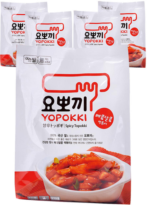 요뽀끼 매콤달콤 떡볶이 파우치, 5개입, 280g