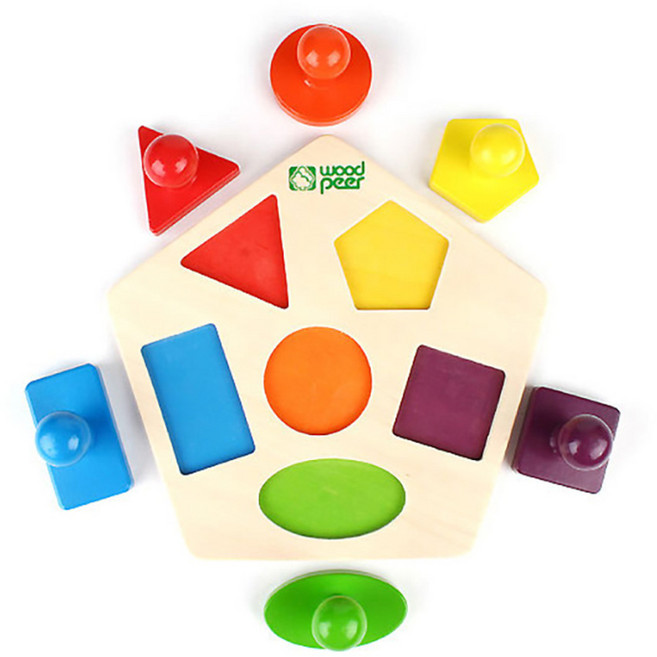 우드피아 빅도형 꼭지퍼즐, 1개, 6피스, 6피스