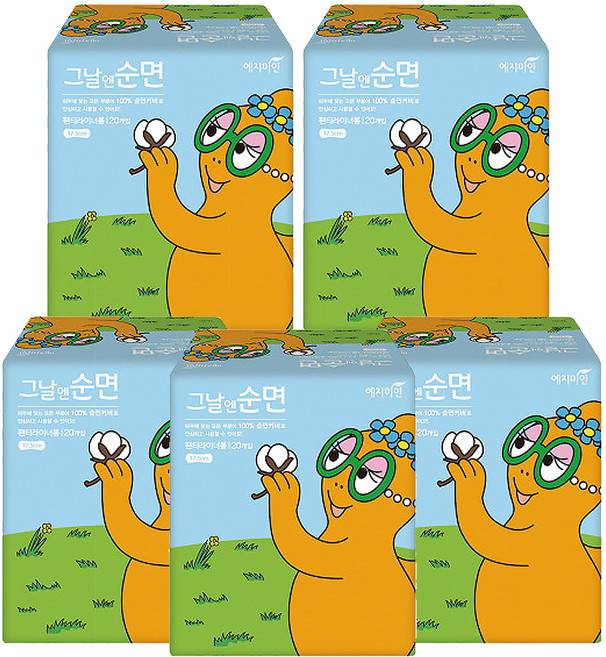 예지미인 바바파파 그날엔순면 팬티라이너, 20개입, 5개, 롱