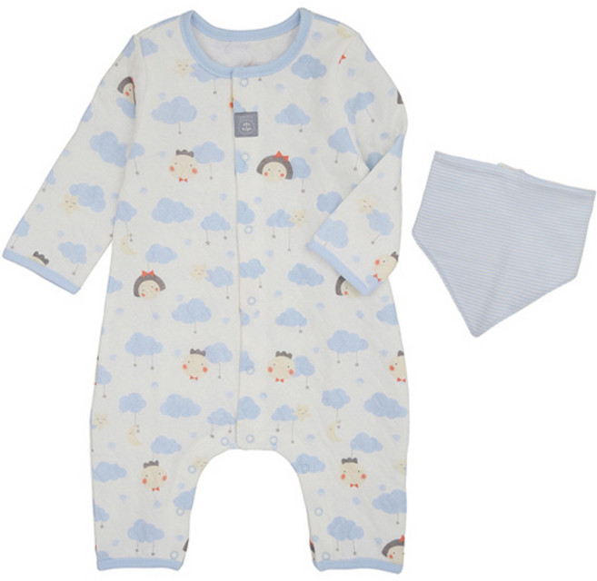 알로앤루 남아용 우디 긴팔 우주복 빕세트 A16H3QE109