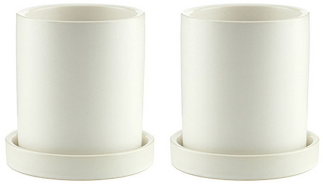 삼호유리 모노톤 모던 무광화분, 화이트, 2개