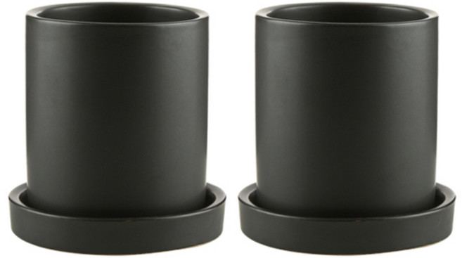 삼호유리 모노톤 모던 무광화분, 블랙, 2개