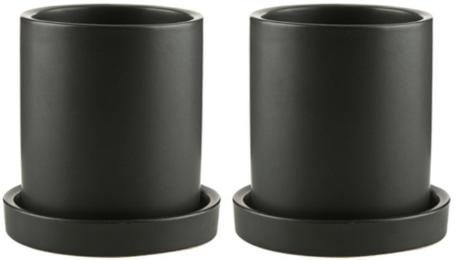 삼호유리 모노톤 모던 무광화분, 블랙, 2개