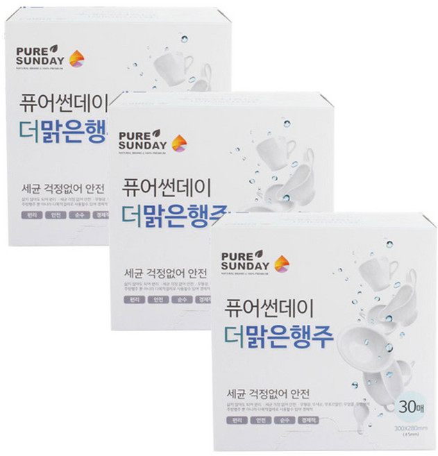 퓨어썬데이 더 맑은 행주, 30개입, 3개