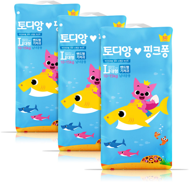 토디앙 핑크퐁 밴드형 기저귀 공용, 5단계, 150매