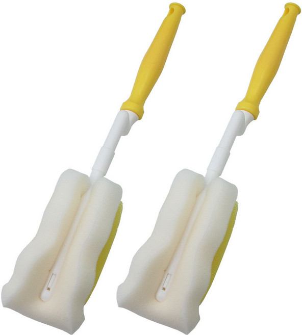 베이비베어 국내 제조 이중 스폰지 회전 젖병솔, 2개, 노랑