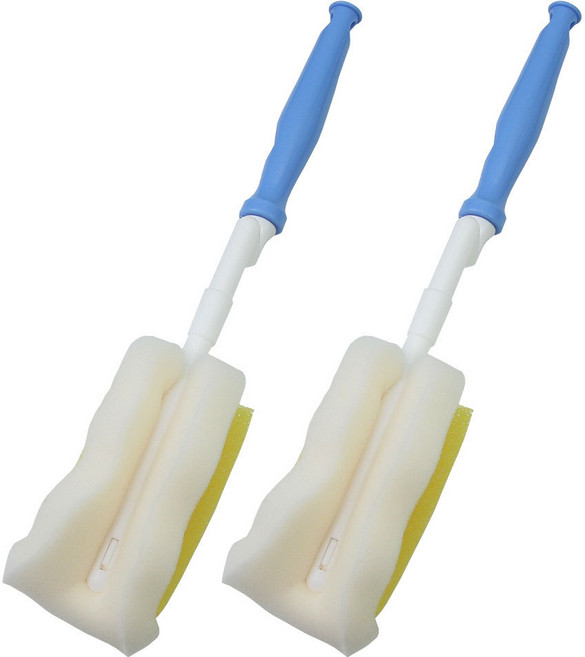 베이비베어 국내 제조 이중 스폰지 회전 젖병솔, 2개, 블루