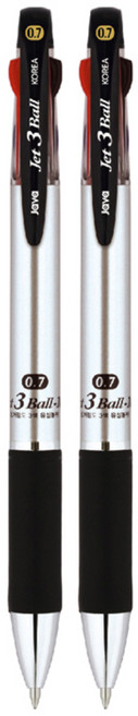 자바펜 제트 3볼 M 다색펜 0.7mm, 메탈릭 실버, 2개