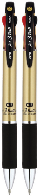자바펜 제트 3볼 M 다색펜 0.7mm, 샴페인 골드, 2개