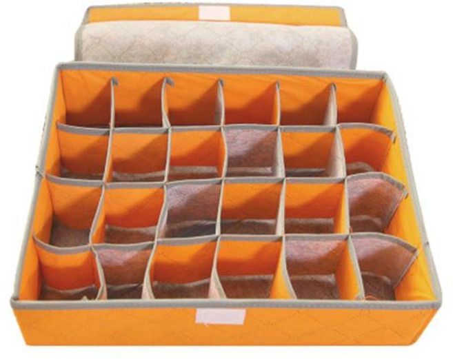 마켓감성 24칸 숯 양말 보관함, 오렌지, 1개