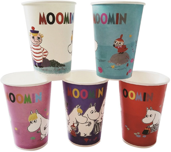 무민 칼라 일회용 종이컵 5종 390ml, 100개입, 1개