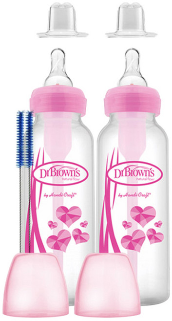 닥터브라운 내로우넥 옵션스 투인원 PP젖병 250ml x 2p 세트, 3단계, 핑크, 2개