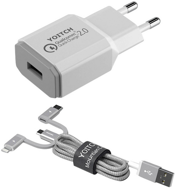 요이치 MFi 마운틴 3in1 케이블 YSC-500 + 리버스 퀼컴 2.0 USB 충전기, 케이블(YSC-500), 1세트