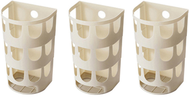 블럭마트 구멍송송 주방 비닐봉투 보관 정리함, 크림, 3개입