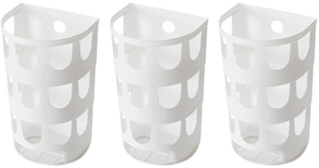 블럭마트 구멍송송 주방 비닐봉투 보관 정리함, 화이트, 3개