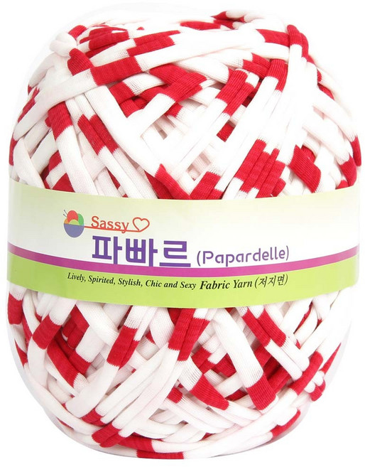 필립섬유 파빠르 패브릭얀 뜨개실, 빨 + 흰(107번), 95m, 1개