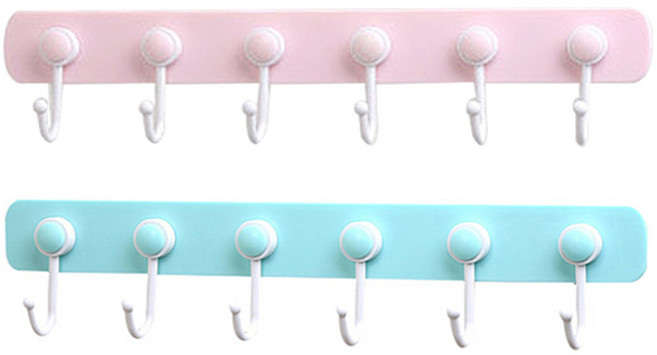 리버그린 깔끔 벽걸이 부착 행거 2p 세트, 핑크, 블루, 1세트