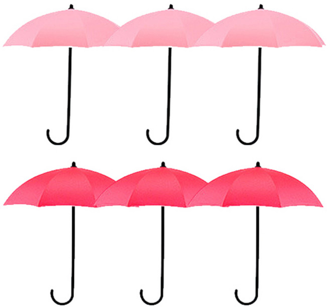 리버그린 인테리어 벽걸이 후크 6p 세트, 레드, 핑크, 1세트