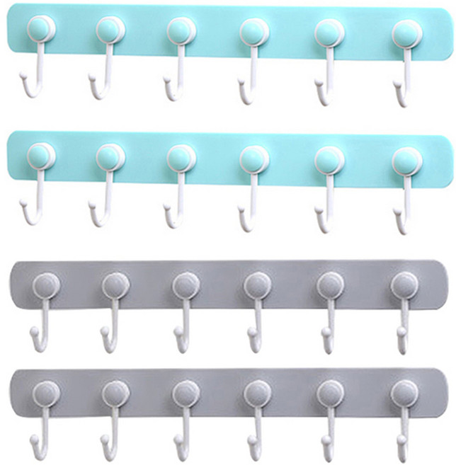 리버그린 깔끔 벽걸이 부착 행거, 블루 + 그레이, 4개