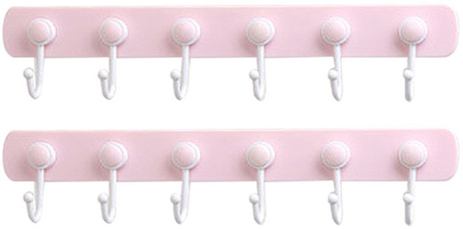 리버그린 깔끔 벽걸이 부착 행거, 핑크, 2개