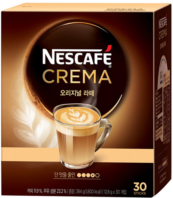 네스카페 크레마 오리지널 라떼믹스, 12.8g, 30개입