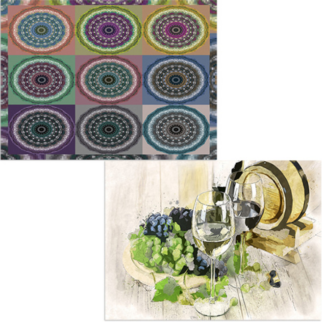 벨라 실리콘 식탁매트 2p 와인 + 동그라미패턴, 혼합 색상, 385 x 285 mm